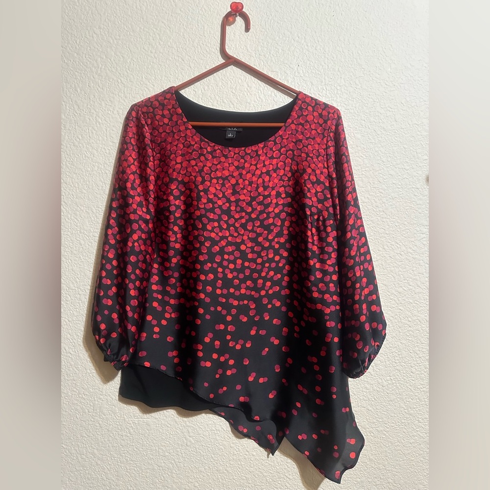ALYX red & black artsy dotted asymmetrical top/blouse size L in great condition